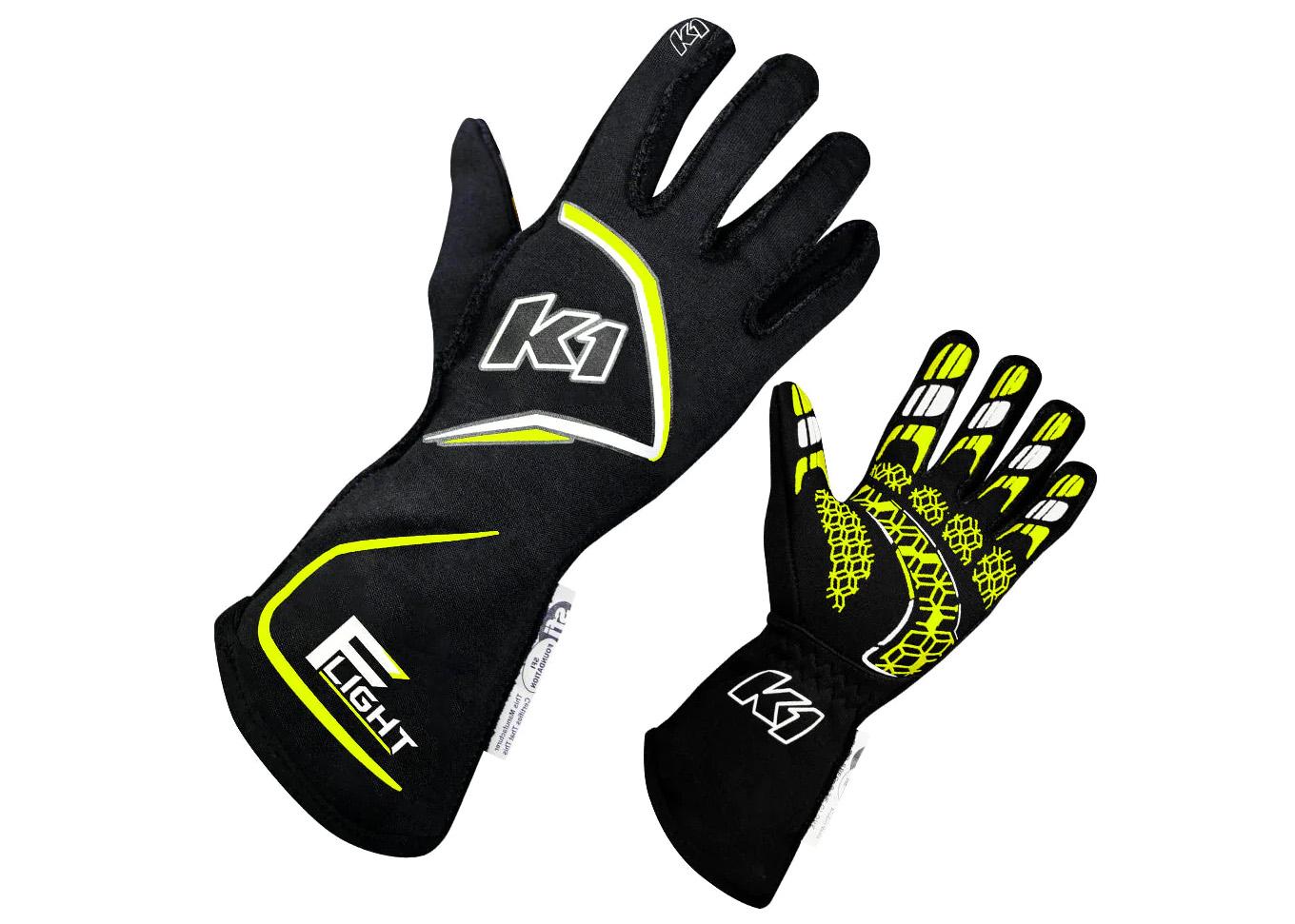 K1 Flight Nomex Racing Gloves Flo Yellow